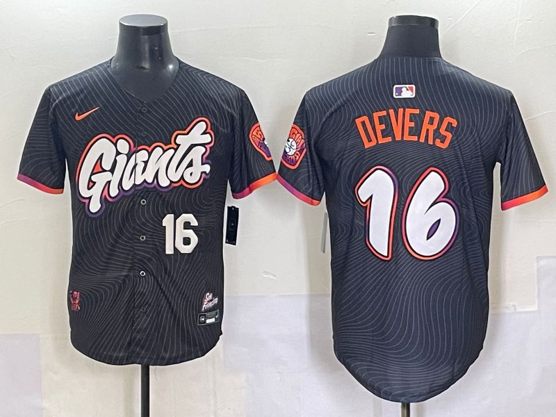 Men 2025 San Francisco Giants #16 Devers Black Joint Name Nike MLB Jersey style 1->san francisco giants->MLB Jersey